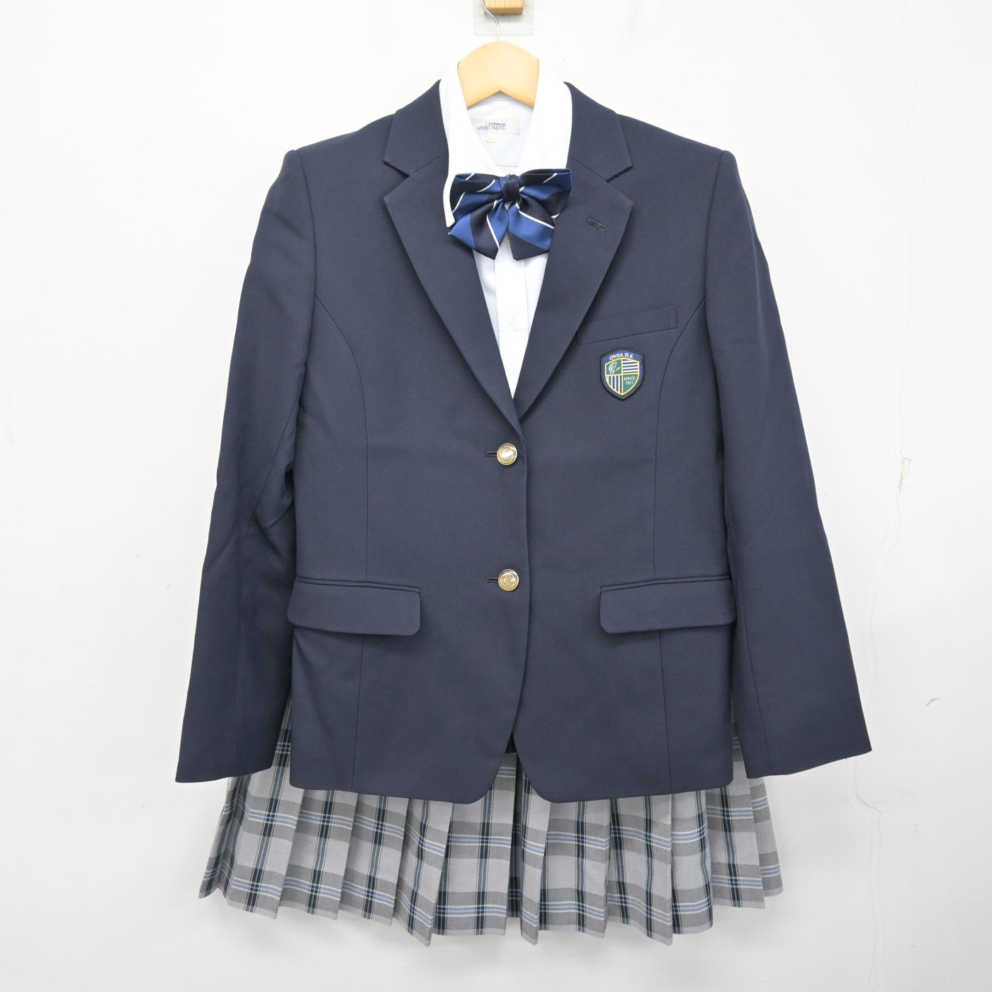 【中古】福岡県 遠賀高等学校 女子制服 5点 (ブレザー・ニットベスト・シャツ・スカート) sf101304