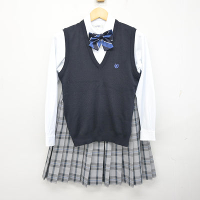 【中古】福岡県 遠賀高等学校 女子制服 5点 (ブレザー・ニットベスト・シャツ・スカート) sf101304