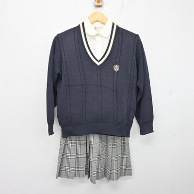 【中古】兵庫県 太子高等学校 女子制服 3点 (ニット・シャツ・スカート) sf101310