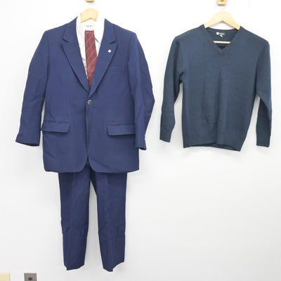【中古】埼玉県 狭山経済高等学校 男子制服 6点 (ブレザー・ニット・シャツ・ズボン) sf101420