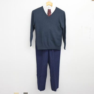 【中古】埼玉県 狭山経済高等学校 男子制服 6点 (ブレザー・ニット・シャツ・ズボン) sf101420