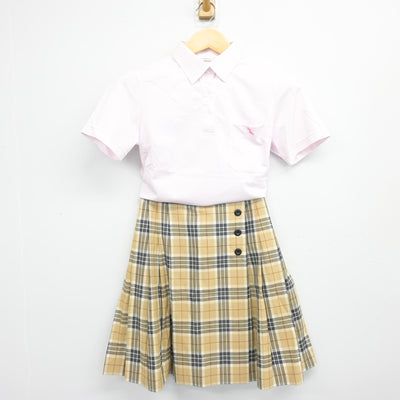 【中古】鹿児島県 神村学園高等部 女子制服 2点 (シャツ・スカート) sf101441