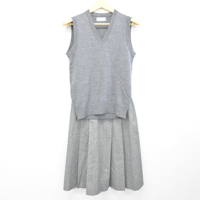【中古】宮城県 日吉台中学校 女子制服 2点 (ニットベスト・スカート) sf101515