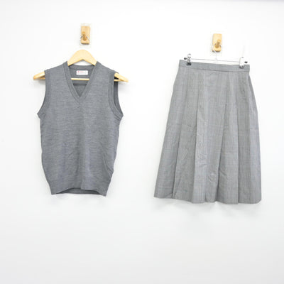 【中古】宮城県 日吉台中学校 女子制服 2点 (ニットベスト・スカート) sf101515