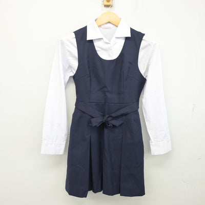 【中古】広島県 広島大学附属福山中・高等学校 女子制服 3点 (ブレザー・ジャンパースカート・シャツ) sf101584