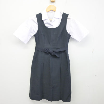 【中古】広島県 広島大学附属福山中・高等学校 女子制服 2点 (ジャンパースカート・シャツ) sf101585
