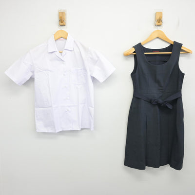 【中古】広島県 広島大学附属福山中・高等学校 女子制服 2点 (ジャンパースカート・シャツ) sf101585
