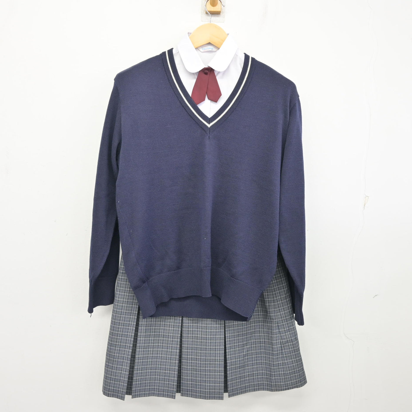 【中古】兵庫県 櫨谷中学校 女子制服 5点 (ブレザー・ニット・シャツ・スカート) sf101603