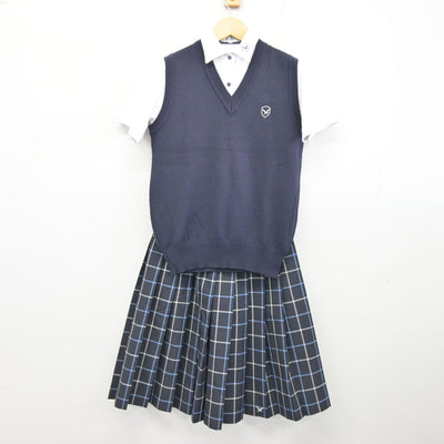 【中古】大阪府 白鷺中学校 女子制服 3点 (ニットベスト・シャツ・スカート) sf101620