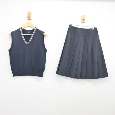 【中古】福岡県 福岡大学附属大濠高等学校 女子制服 2点 (ニットベスト・スカート) sf101627