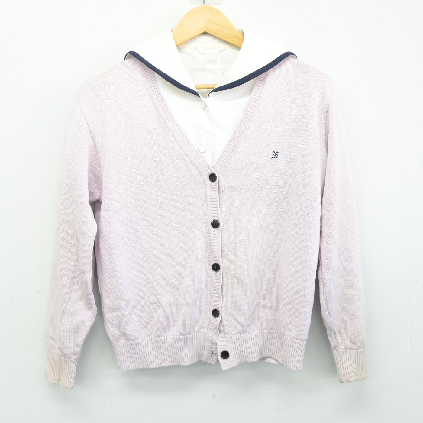 【中古】岐阜県 多治見西高等学校附属中学校 女子制服 2点 (ニット・セーラー服) sf101636