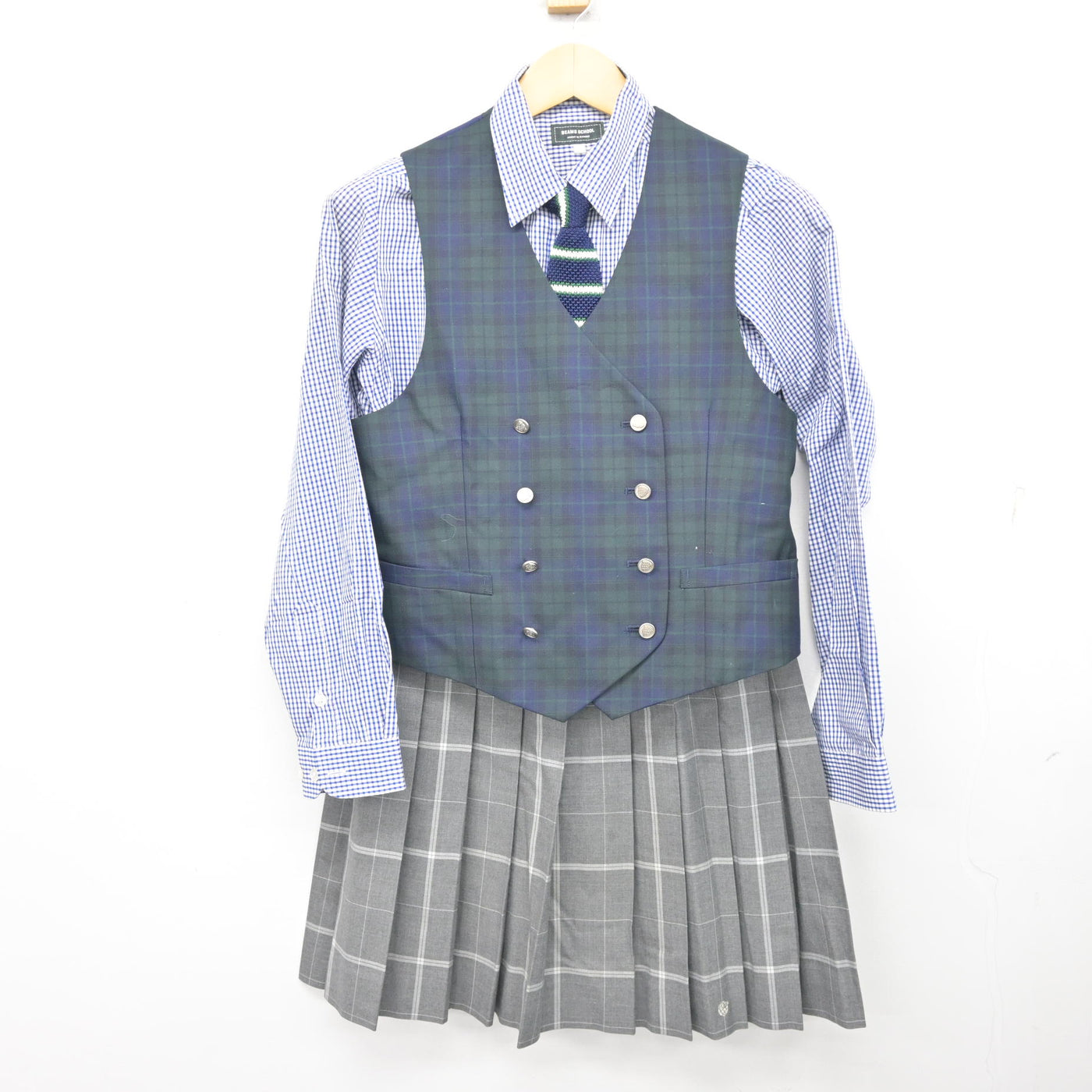 【中古】東京都 武蔵野大学中学校・高等学校 女子制服 5点 (ブレザー・ベスト・シャツ・スカート) sf101709