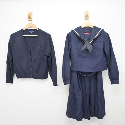 【中古】福岡県 福岡教育大学附属福岡中学校 女子制服 4点 (セーラー服・ニット・ジャンパースカート) sf101795