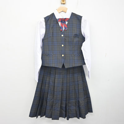 【中古】熊本県 長嶺中学校 女子制服 5点 (ブレザー・ベスト・シャツ・スカート) sf101911
