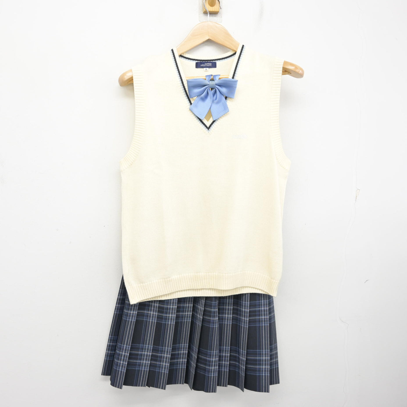 【中古】京都府 京都成章高等学校 女子制服 3点 (ニットベスト・スカート) sf101941