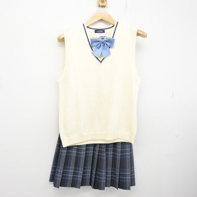 【中古】京都府 京都成章高等学校 女子制服 3点 (ニットベスト・スカート) sf101941