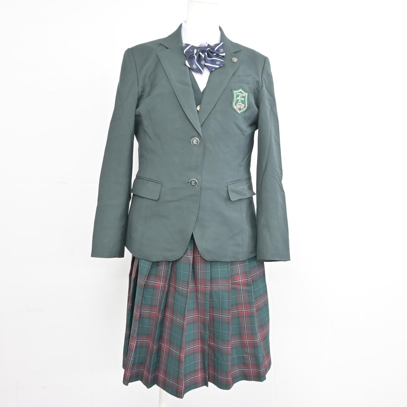 【中古】茨城県 江戸川学園取手中学校・高等学校 女子制服 6点 (ブレザー・ベスト・シャツ・スカート) sf102092