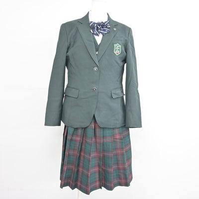 【中古】茨城県 江戸川学園取手中学校・高等学校 女子制服 6点 (ブレザー・ベスト・シャツ・スカート) sf102092