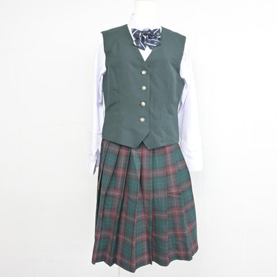 【中古】茨城県 江戸川学園取手中学校・高等学校 女子制服 6点 (ブレザー・ベスト・シャツ・スカート) sf102092