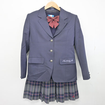 【中古】福岡県 東筑紫学園高等学校 女子制服 4点 (ブレザー・ニット・スカート) sf102149