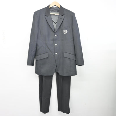 【中古】福岡県 九州国際大学付属高等学校 男子制服 3点 (ブレザー・ニット・ズボン) sf102151
