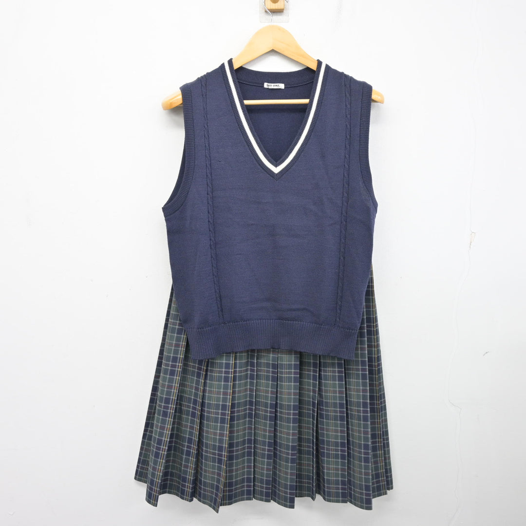 中古】大阪府 楠根中学校 女子制服 2点 (ニットベスト・スカート