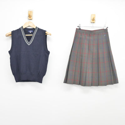 【中古】愛知県 豊田東高等学校 女子制服 2点 (ニットベスト・スカート) sf102268