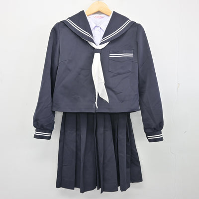 【中古】福井県 開成中学校 女子制服 4点 (セーラー服・シャツ・スカート) sf102352