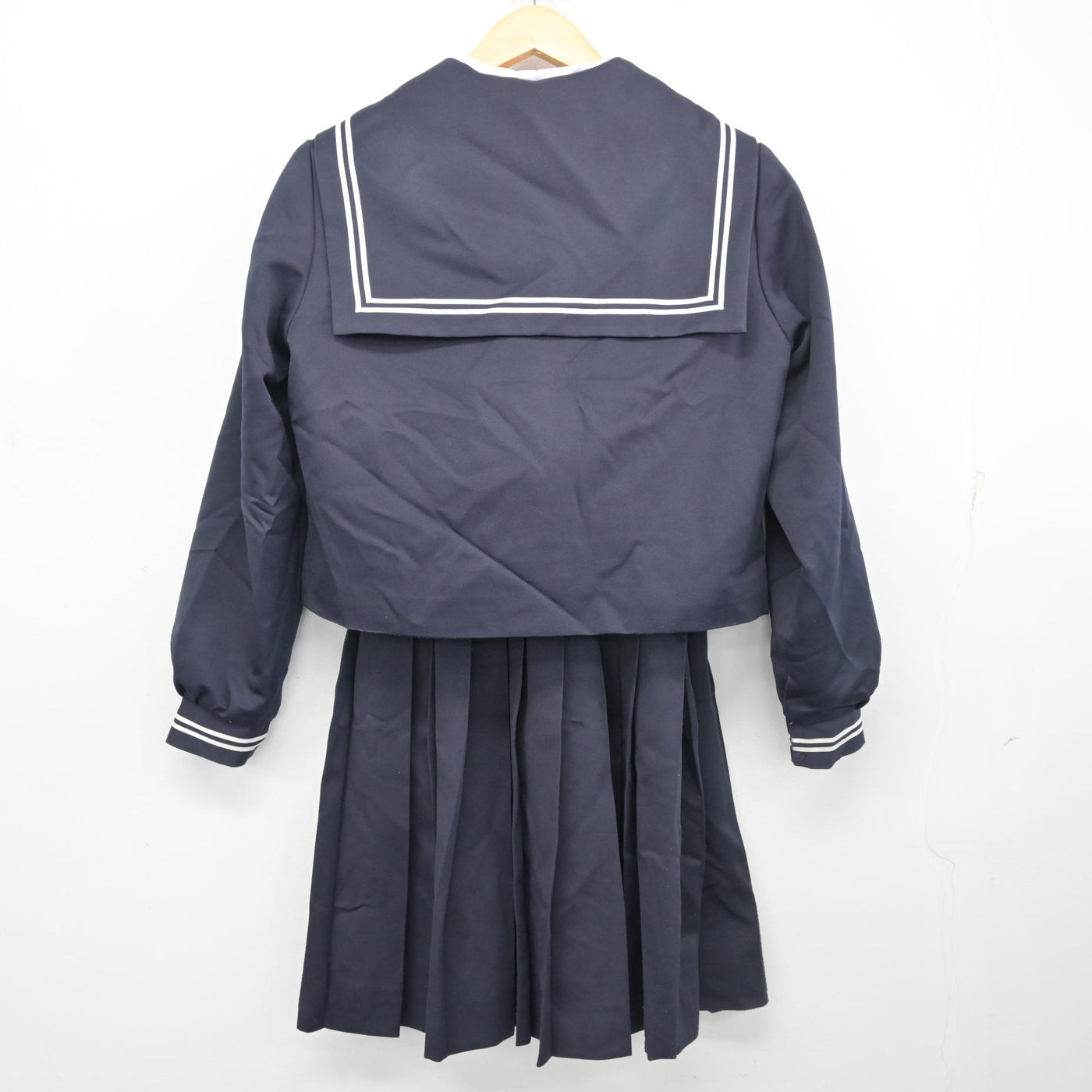 【中古】福井県 開成中学校 女子制服 4点 (セーラー服・シャツ・スカート) sf102352