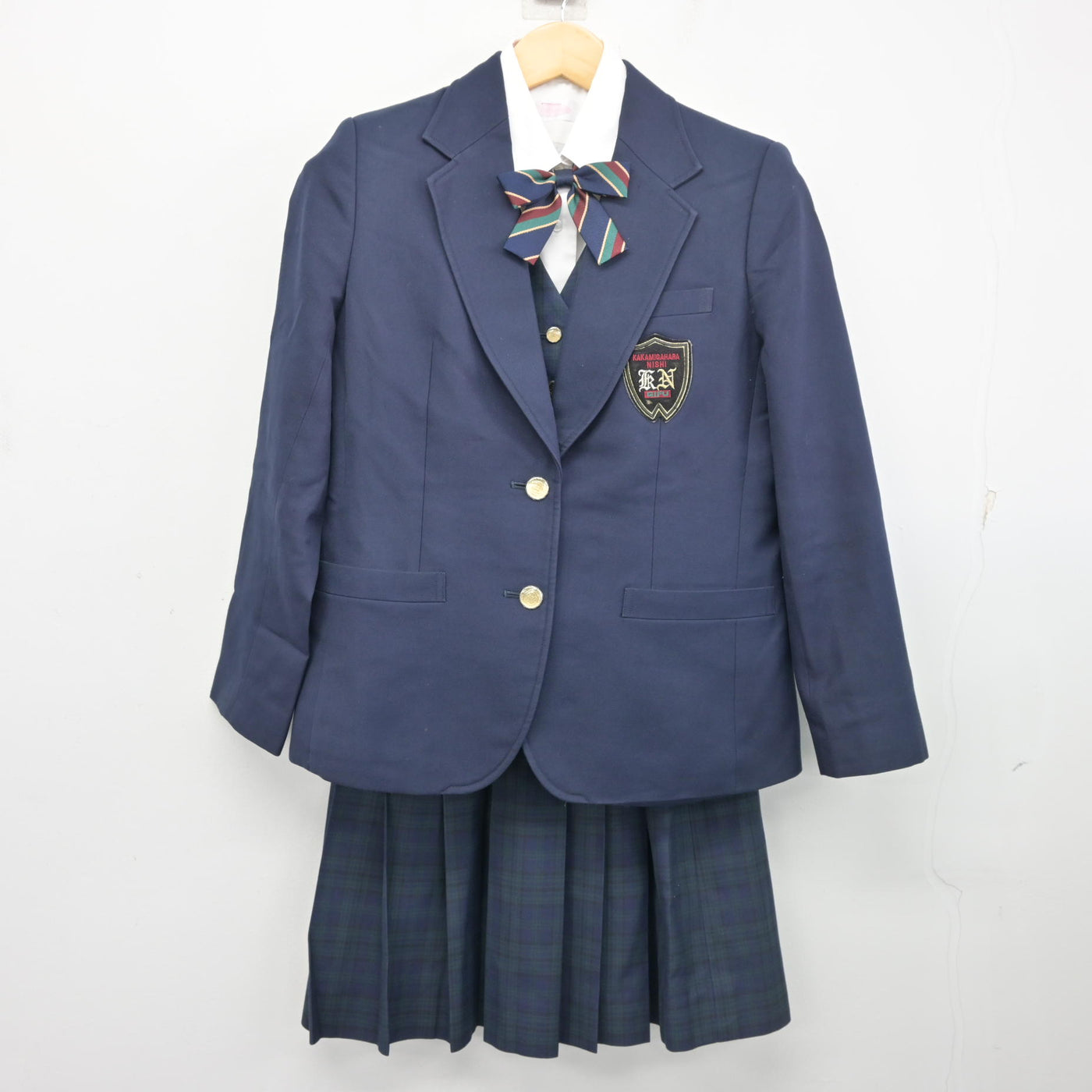 【中古】岐阜県 各務原西高等学校 女子制服 5点 (ブレザー・ベスト・シャツ・スカート) sf102367