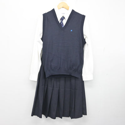 【中古】福岡県 武蔵台高等学校 女子制服 6点 (ブレザー・ニットベスト・シャツ・スカート) sf102610