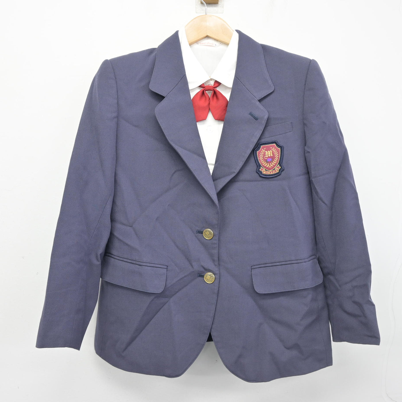 【中古】栃木県 美田中学校 女子制服 4点 (ブレザー・ニット・シャツ) sf102617