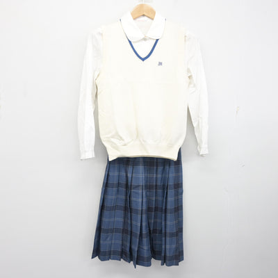 【中古】栃木県 美田中学校 女子制服 3点 (ニットベスト・シャツ・スカート) sf102618