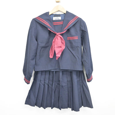 【中古】滋賀県 石部中学校 女子制服 3点 (セーラー服・スカート) sf102760