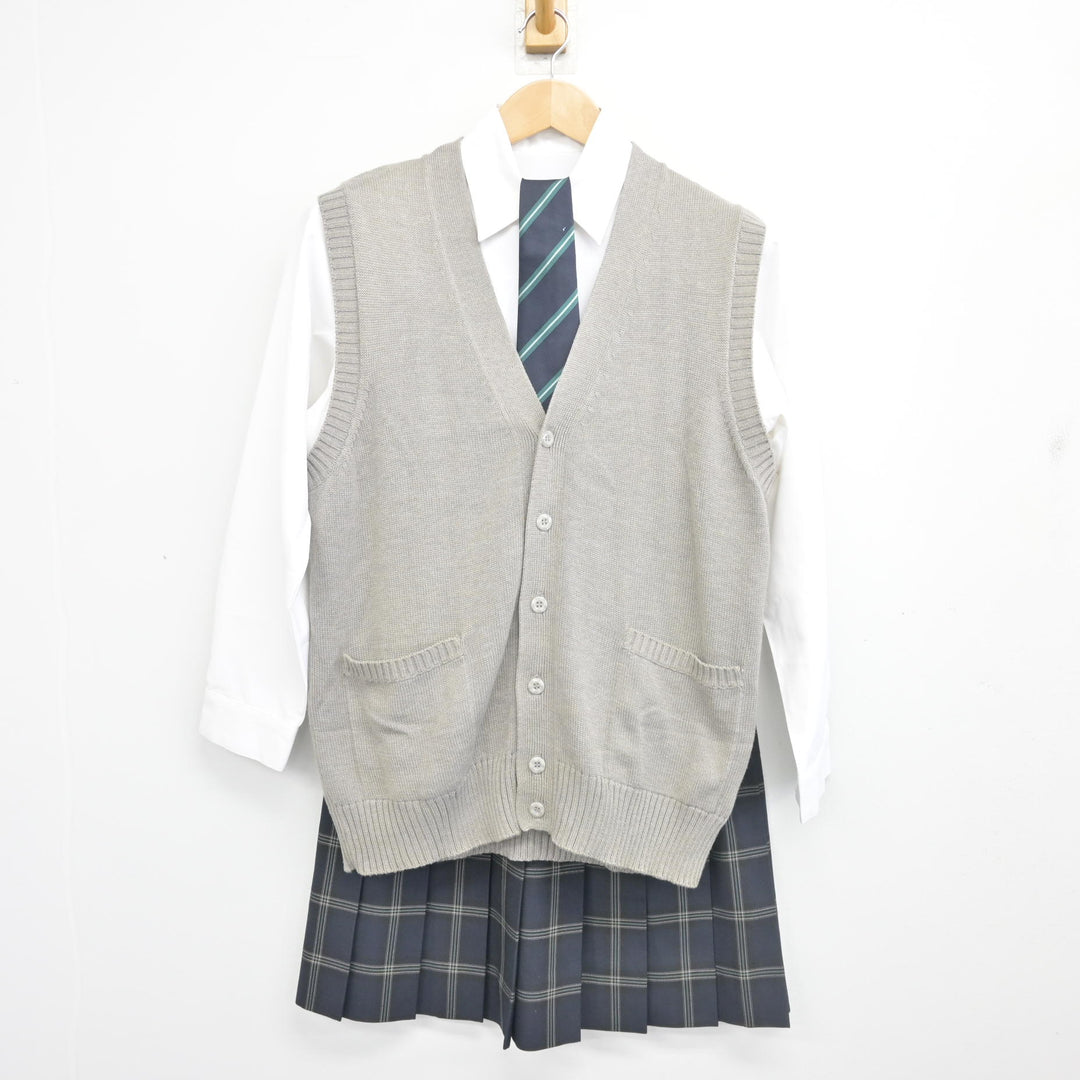 中古】東京都 錦城学園高等学校 女子制服 4点 (ニットベスト・シャツ 