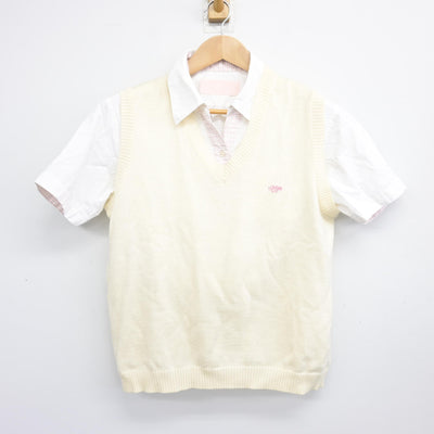 【中古】奈良県 奈良文化高等学校 女子制服 2点 (ニットベスト・シャツ) sf102774