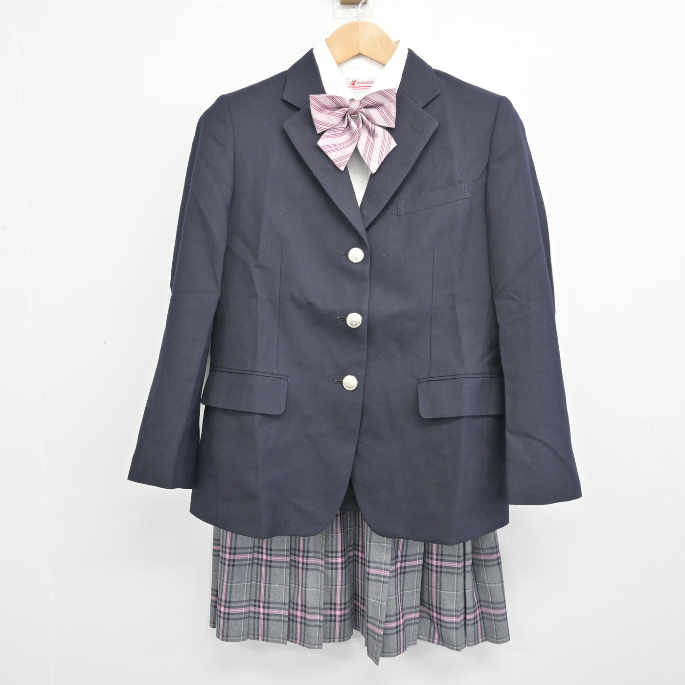【中古】大阪府 クラーク記念国際高等学校 女子制服 4点 (ブレザー・シャツ・スカート) sf102792