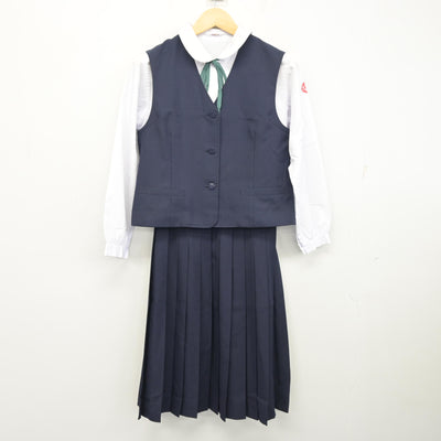 【中古】千葉県 小中台中学校 女子制服 5点 (ブレザー・ベスト・シャツ・スカート) sf102872