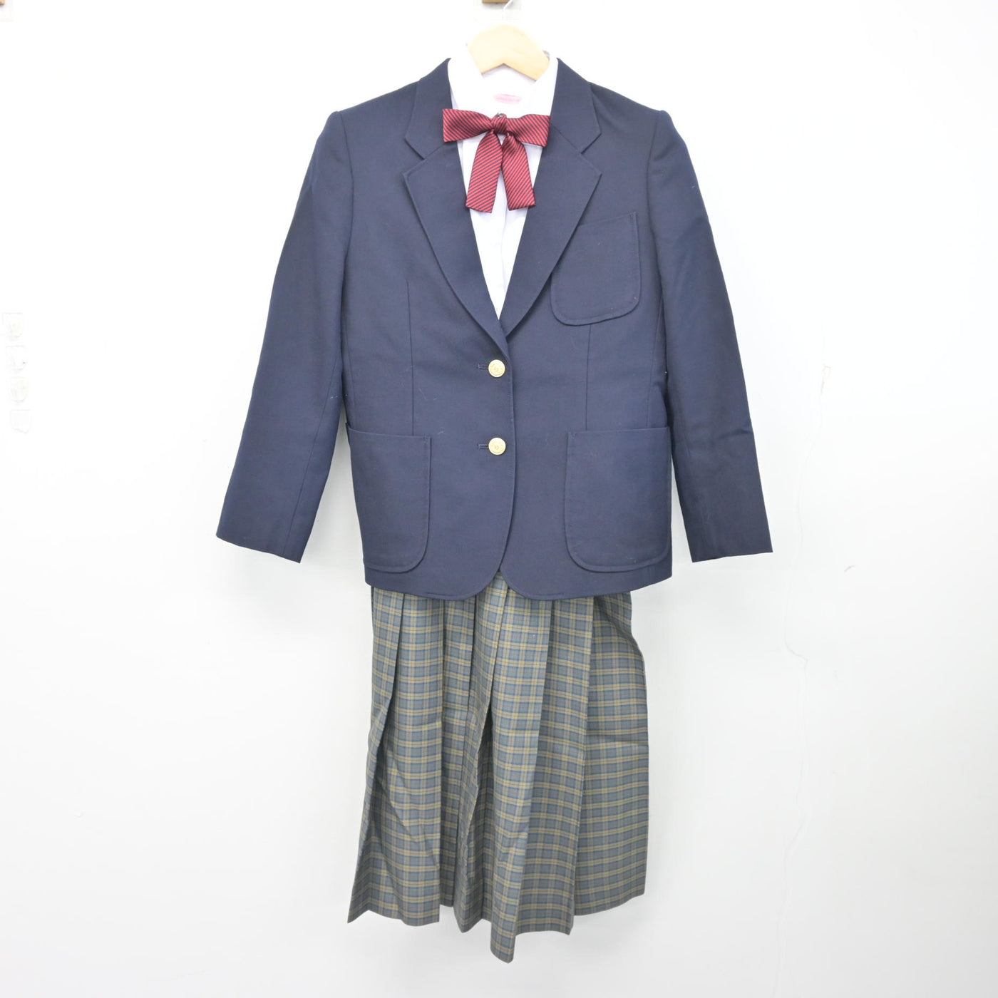 【中古】熊本県 力合中学校 女子制服 4点 (ブレザー・シャツ・スカート) sf102913