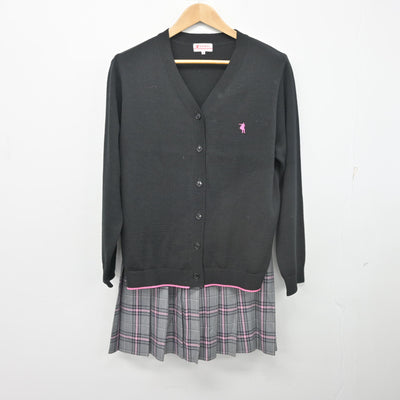 【中古】 クラーク記念国際高等学校 女子制服 3点 (ブレザー・ニット・スカート) sf103075