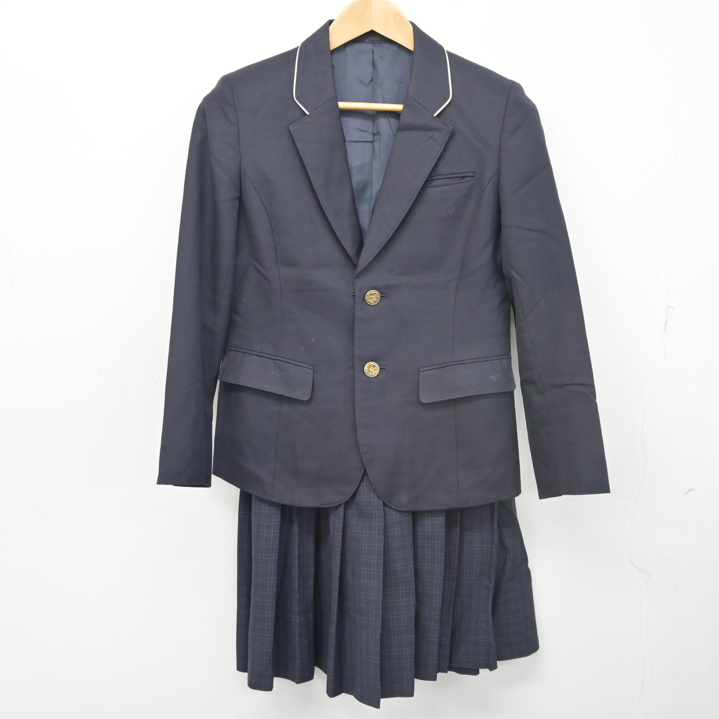 中古】福岡県 福岡市内中学校標準服 女子制服 2点 (ブレザー・スカート 