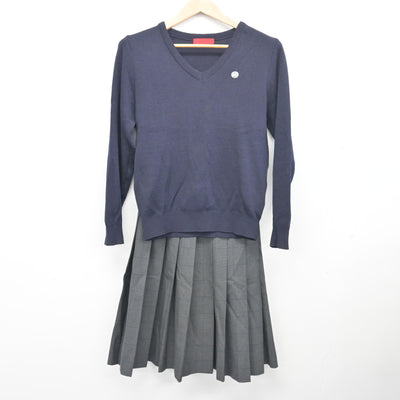 【中古】群馬県 伊勢崎興陽高等学校 女子制服 3点 (ブレザー・ニット・スカート) sf103203