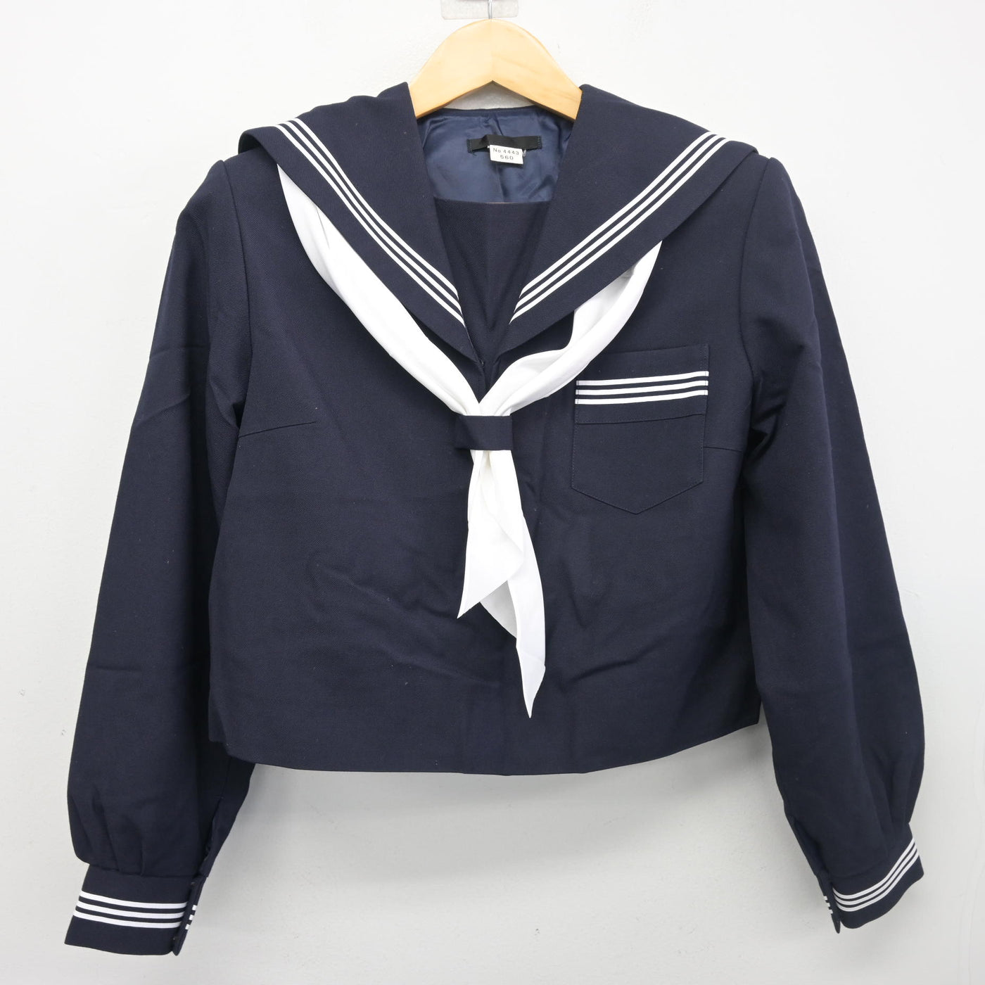 【中古】静岡県 細江中学校 女子制服 3点 (セーラー服・スカート) sf103223