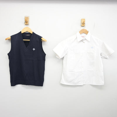【中古】福岡県 筑紫丘高等学校 女子制服 2点 (ニットベスト・シャツ) sf103230