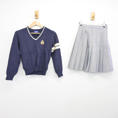 【中古】千葉県 流通経済大学付属柏高等学校 女子制服 2点 (ニット・スカート) sf103333
