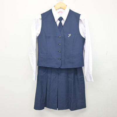 【中古】神奈川県 藤塚中学校 女子制服 5点 (ブレザー・ベスト・シャツ・スカート) sf103385