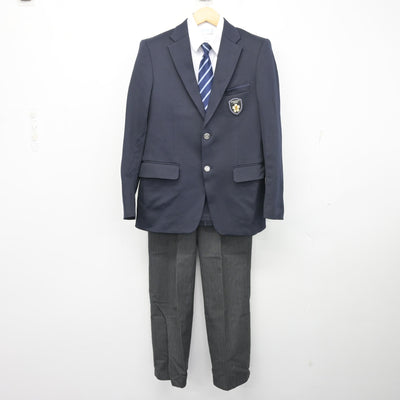 【中古】福島県 会津若松市立河東学園 男子制服 4点 (ブレザー・シャツ・ズボン) sf103438