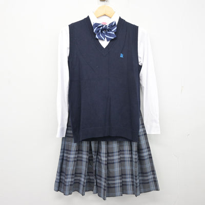 【中古】福島県 会津若松市立河東学園 女子制服 5点 (ブレザー・ニットベスト・シャツ・スカート) sf103442