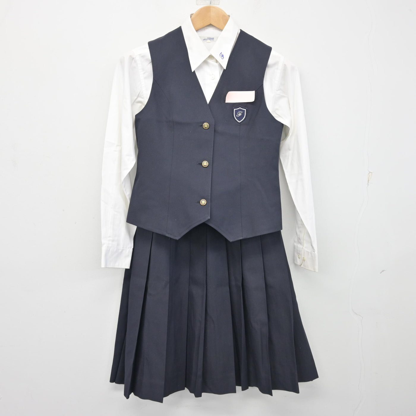【中古】福岡県 二日市中学校 女子制服 4点 (ブレザー・ベスト・シャツ・スカート) sf103472
