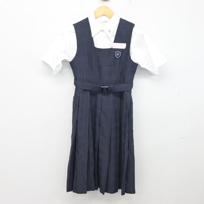 【中古】福岡県 二日市中学校 女子制服 2点 (シャツ・ジャンパースカート) sf103475
